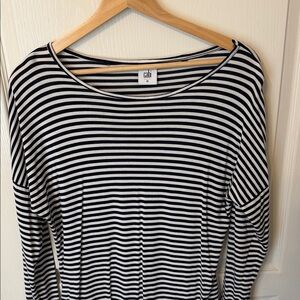 CAbi Navy and White Striped Long Sleeve Tee